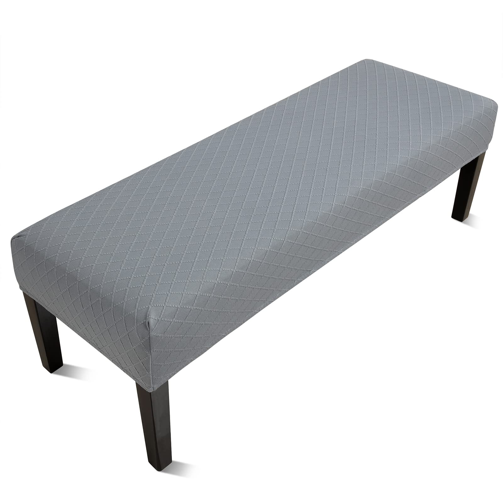 Fuloon Stretch Jacquard Dining Bench Cover - Anti-Dust Removable Bench Slipcover Washable Bench Seat Protector Cover For Living Room, Bedroom, Kitchen (Light Gray)